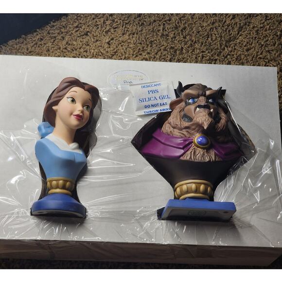 WDCC Disney Belle Beauty Beast Bust Figurines Set Portrait Series LE COA Boxed - Picture 3 of 13